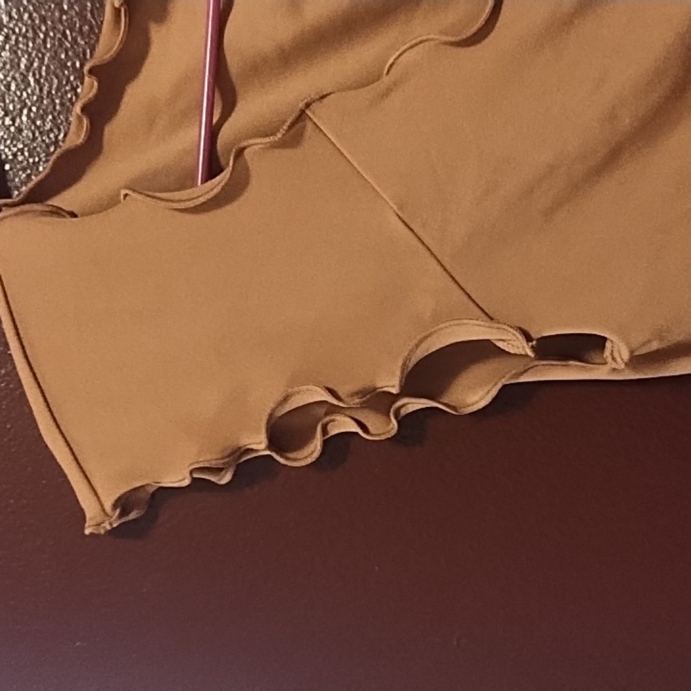 PacSun Ruffled Sleeve Ruched Top - Tan - Picture 8 of 8